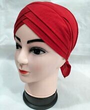 Plain Criss Cross Tie Back Bonnet - Red