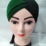 Shimmer Criss Cross Tie Back Bonnet - Bottle Green