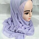 Two Loops Chiffon Instant Hijab with Frill - Purple