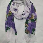 Stretchable Net Scarf with Pearls - Print 12