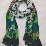 Stretchable Net Scarf with Pearls - Print 9