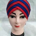 Criss Cross Multi Color Tie Back Bonnet – Red and Blue