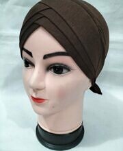 Plain Criss Cross Tie Back Bonnet - Brown