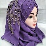 Pearl Floral Ready to Wear with Fancy Bunch - Dark Purple