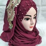 Bridal Pearl Ready to Wear with Bunch - Maroon