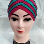 Criss Cross Multi Color Tie Back Bonnet – Deep Pink and Sea Green