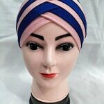 Criss Cross Multi Color Tie Back Bonnet – Tea Pink and Blue