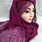 Embroidered Ready to Wear Hijab - Magenta