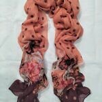 Floral Lawn Scarf - Peach