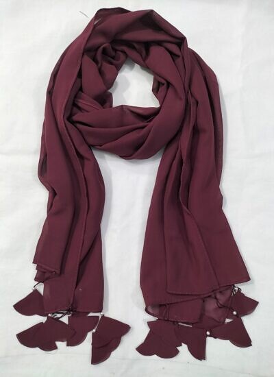 plain chiffon tassels maroon