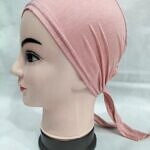 Plain Tie Back Bonnet Cap - Tea Pink