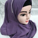 Fancy Two Loops Chiffon Instant Hijab - Purple