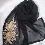 Plain Black Scarf with Golden Bunch