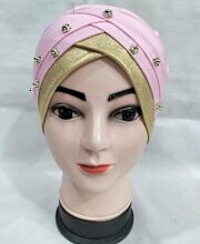 Fancy Criss Cross Tie Back Bonnet - Baby Pink