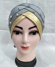 Fancy Criss Cross Tie Back Bonnet - Grey