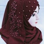 Pearl Ready to Wear with Matching 3D Bunch - Burgundy