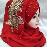 Pearl Floral Ready to Wear with 3D Bridal Bunch - Crimson Red