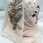 Pearl Floral Ready to Wear with 3D Bridal Bunch - Light Peach