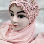 Fancy Tie Back Bonnet Ready to Wear - Blush Pink