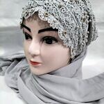 Fancy Tie Back Bonnet Ready to Wear - Grey