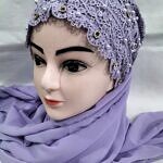 Fancy Tie Back Bonnet Ready to Wear - Purple