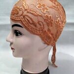 Lace Tie Back Bonnet Cap - Mustard