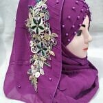 Pearl Floral Ready to Wear with 3D Fancy Flower Bunch - Magenta (Design 3)