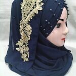 Pearl Ready to Wear with Golden Bunch - Navy Blue (Design 4)