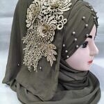 Pearl Ready to Wear with Golden Bunch - Olive Green (Design 2)