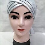 Criss Cross Shimmery Tie Back Bonnet - Silver