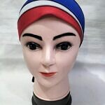 Fancy Tie Back Bonnet - Red and Blue