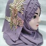 Pearl Floral Ready to Wear with 3D Bridal Bunch - Lavender Purple