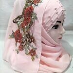 Pearl Floral Ready to Wear with 3D Flower Bunch - Blush Pink