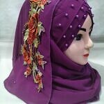 Pearl Floral Ready to Wear with 3D Flower Bunch - Palatinate Purple