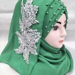 Pearl Floral Ready to Wear with Silver Bunch - Light Green