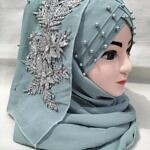 Pearl Floral Ready to Wear with Silver Bunch - Mint Green