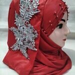 Pearl Floral Ready to Wear with Silver Bunch - Red 2