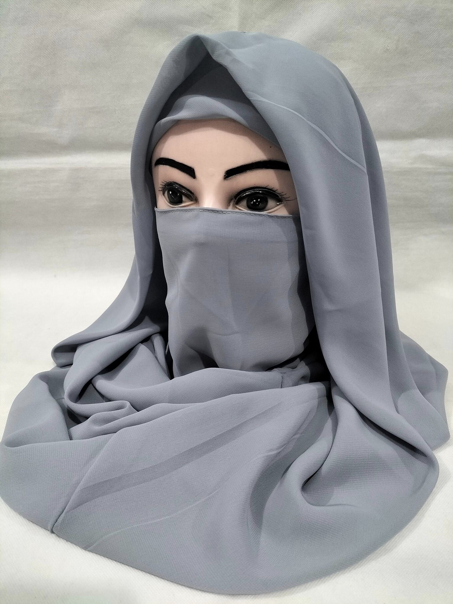 Plain Niqab Ready To Wear Light Grey Suzain Hijabs