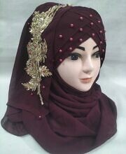 Pearl Ready to Wear with Golden Bunch - Burgundy