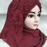 Pearl Ready to Wear with Matching 3D Bunch - Design 2 - Maroon