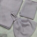 Plain Three Piece Matching Hijab Set - Light Purple