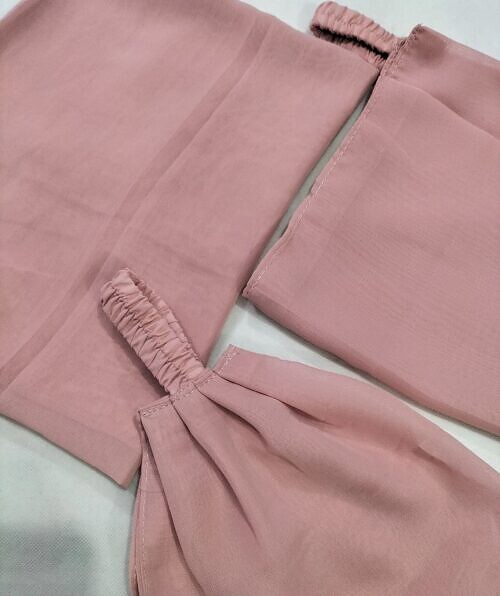 plain three piece matching hijab set nude pink 1