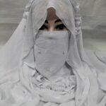 Fancy Crown with Niqab Ready to Wear - White