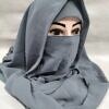 Plain Niqab Ready to Wear - Light Grey