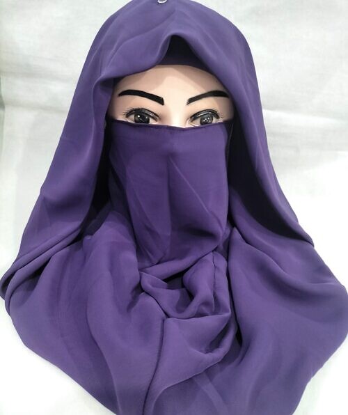 plain niqab ready to wear eggplant