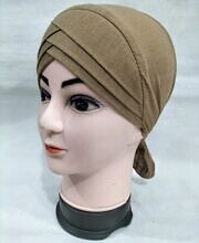 Plain Criss Cross Tie Back Bonnet - Coffee