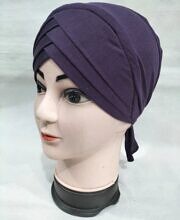 Plain Criss Cross Tie Back Bonnet - Eggplant