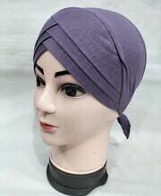 Plain Criss Cross Tie Back Bonnet - Purple