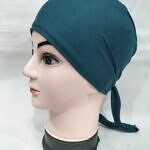 Plain Tie Back Bonnet Cap - Aqua Blue