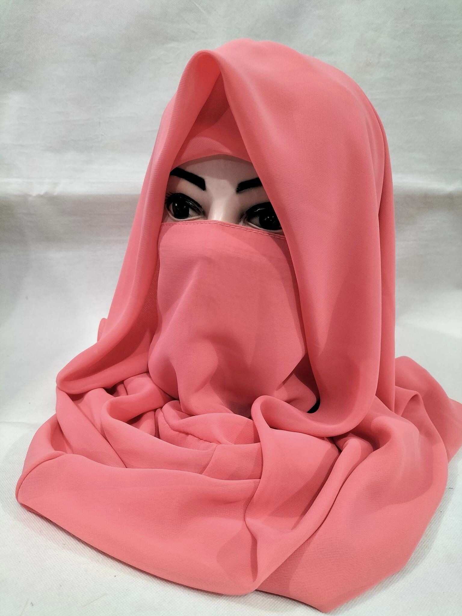 Plain Niqab Ready To Wear Coral Pink Suzain Hijabs